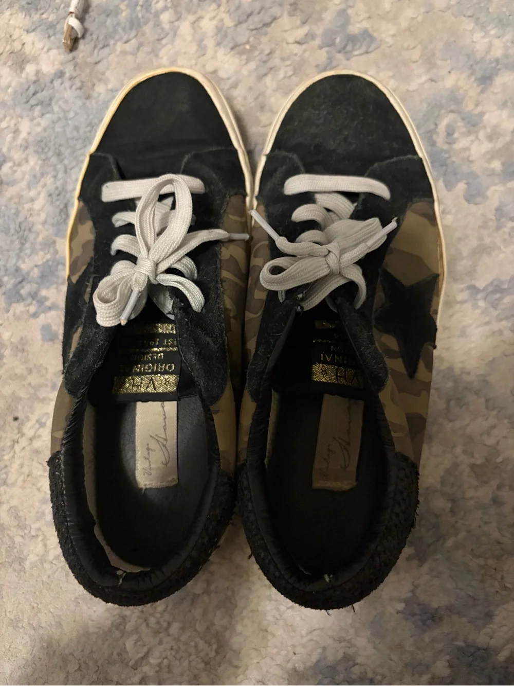 Vintage Havana Corporal Low Top Camo Star Sneaker Black Suede Toe Women Size 7